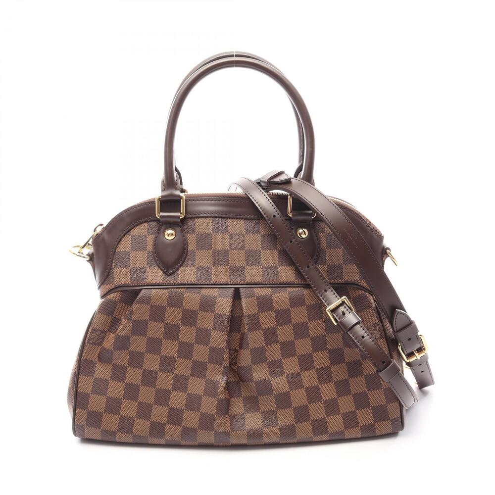 Louis Vuitton Trevi Damier Top Handle Bag Canvas Leather Ebene Brown